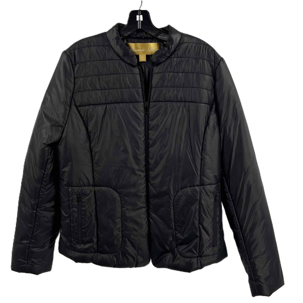 Minnie Rose Black Quilted Zip Front Jacket With Zip Pockets Womens XL